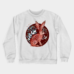 Nordic Folk Art Hare, Woodland Animal Folk Art Crewneck Sweatshirt